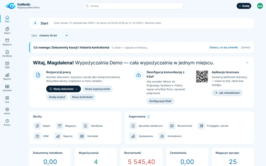 GoMedic — panel na komputerze
