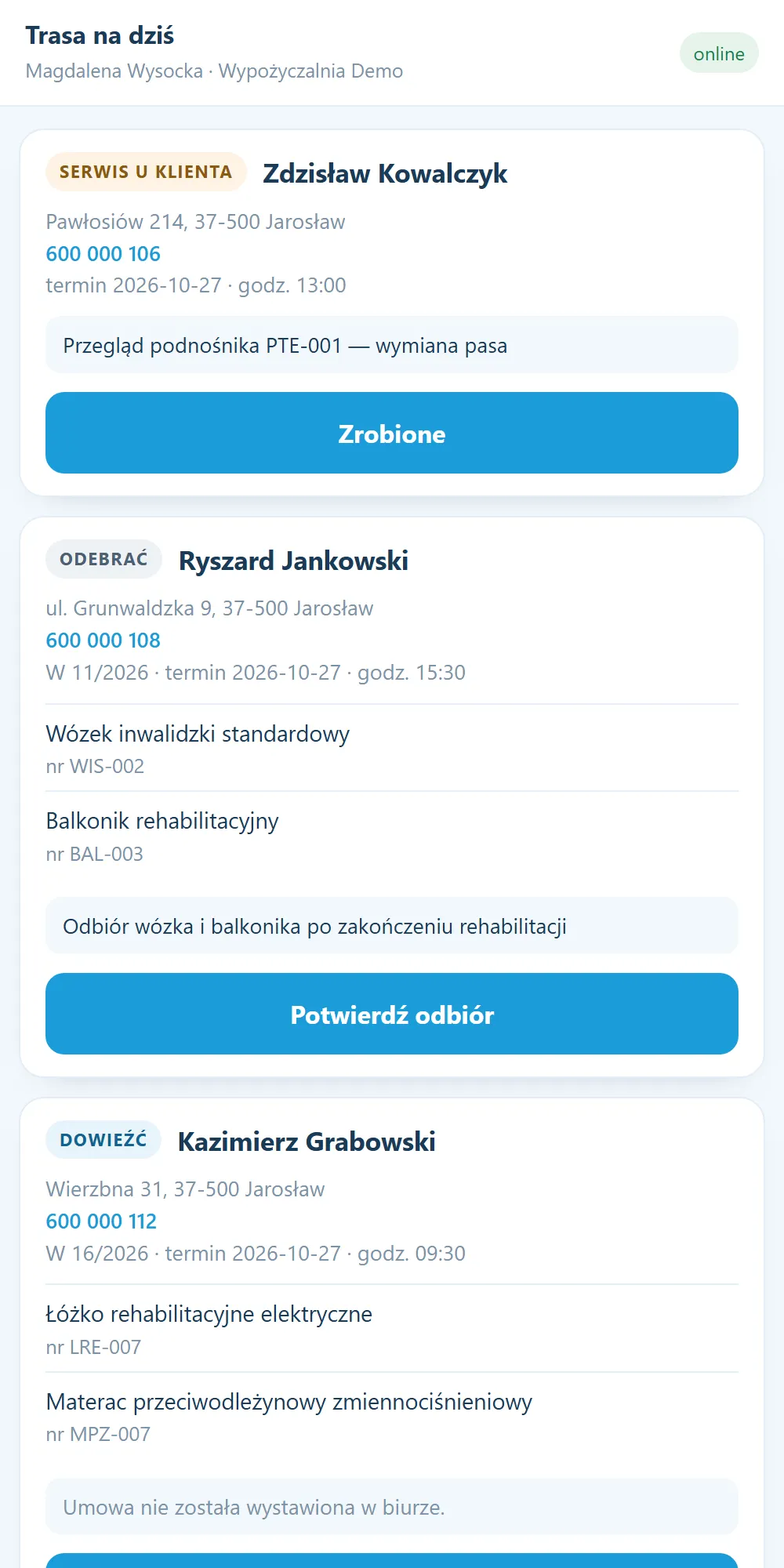 GoMedic — Trasa kierowcy w telefonie