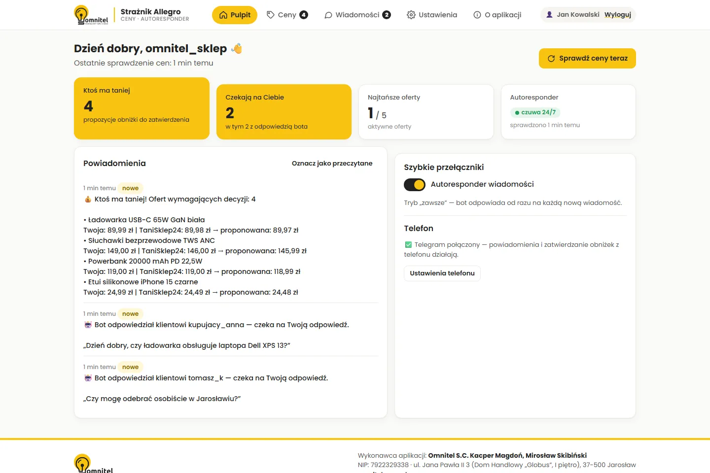 Strażnik Allegro — Pulpit, który mówi, co wymaga Twojej uwagi